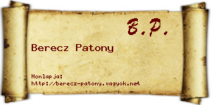 Berecz Patony névjegykártya